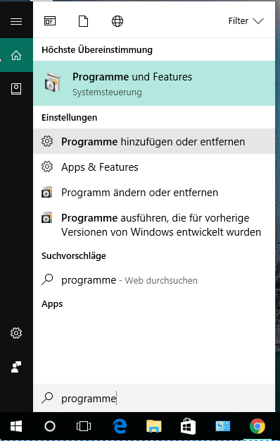 windows 10 programme hinzufügen und entfernen