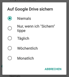 whatsapp google drive automatisch sichern