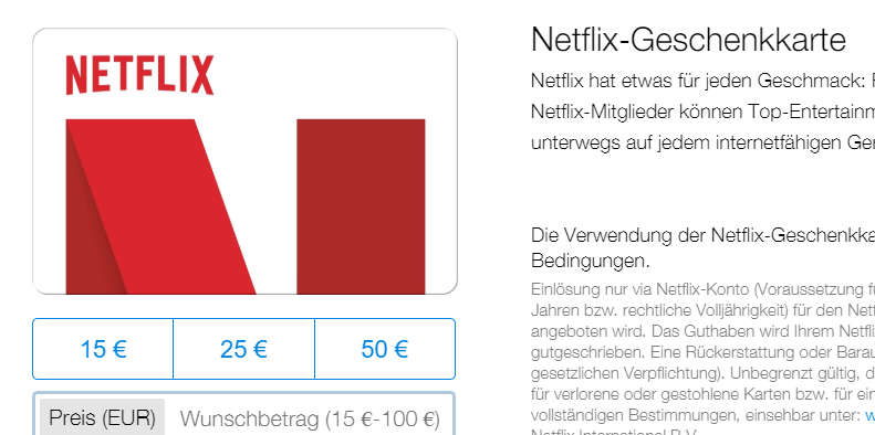 | kaufen So und TWP Netflix-Gutschein geht online und einlösen: offline! es